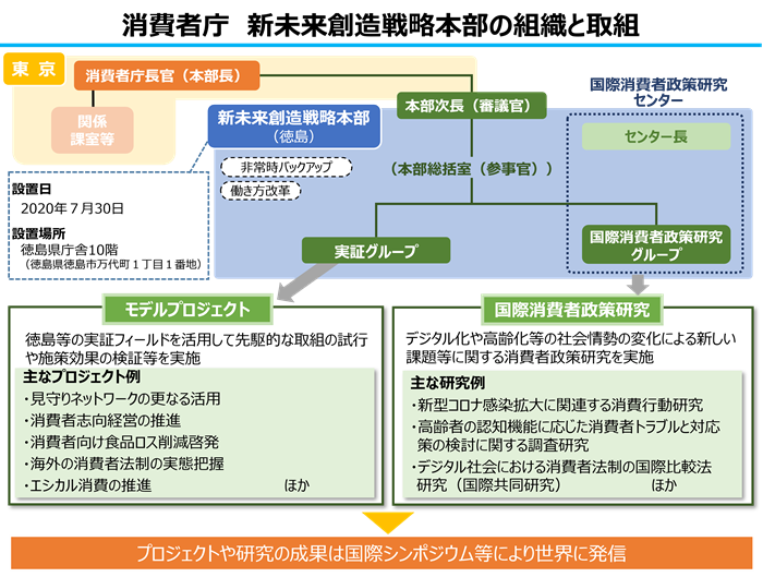 画像:消費者庁 新未来創造戦略本部の組織と取組