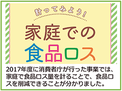 画像:計ってみよう! 家庭での食品ロス 2017年度に消費者庁が行った事業では、家庭で食品ロス量を計ることで、食品ロスを削減できることが分かりました。