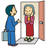 画像:事業者が消費者宅に訪問販売しているイラスト