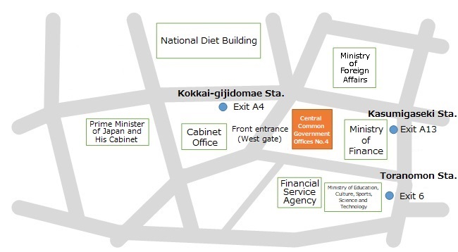 illustration:Routt to the Consumer Affairs Agency from nearest station KASUMIGASEKI St.