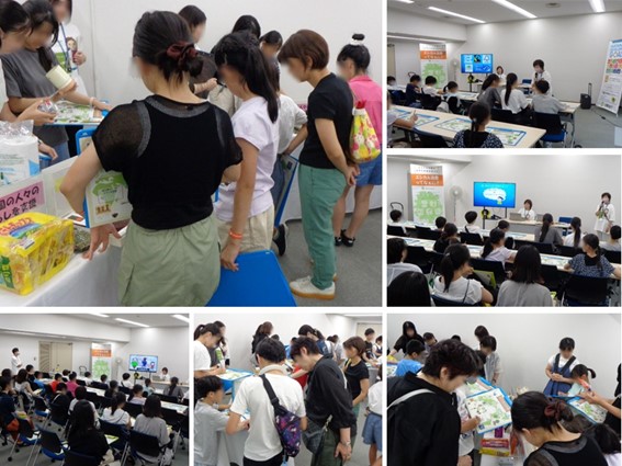 写真:子どもたちが商品を実際に手に取って確認する様子