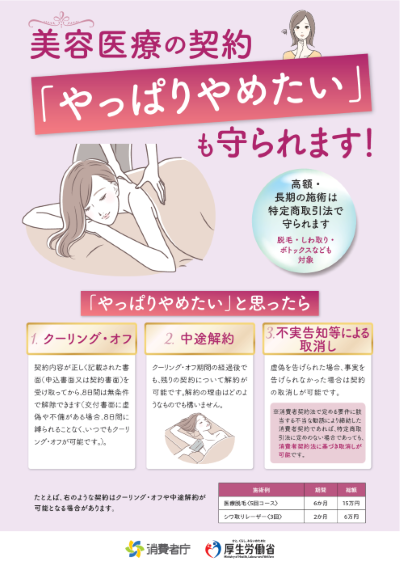 リーフレット:美容医療の契約「やっぱりやめたい」も守られます!