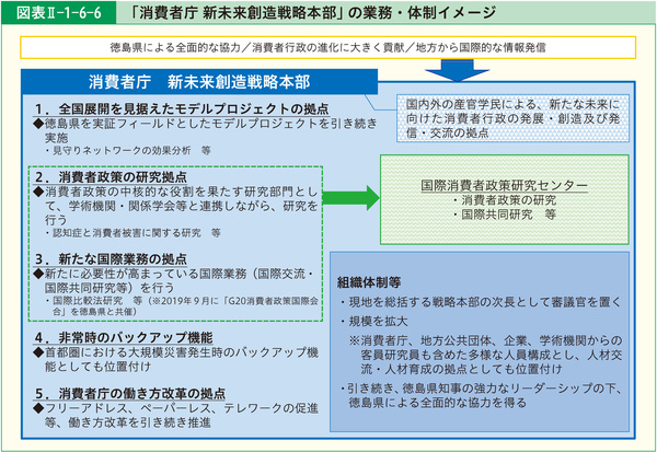 図表2-1-6-6「消費者庁 新未来創造戦略本部」の業務・体制イメージ