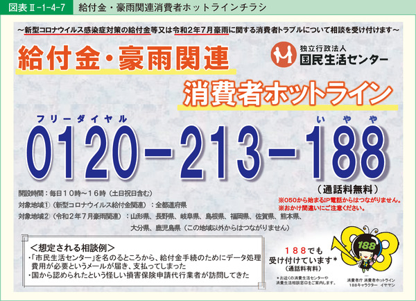 図表2-1-4-7給付金・豪雨関連消費者ホットラインチラシ