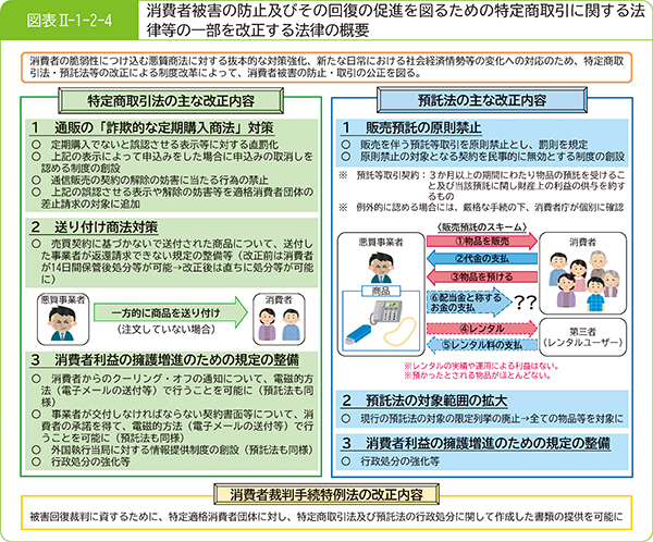 図表2-1-2-4消費者被害の防止及びその回復の促進を図るための特定商取引に関する法律等の一部を改正する法律の概要 