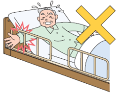 イラスト:手すりのすきまに腕のはさまった男性