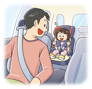 こどもが車内でチャイルドシートを正しく装着している