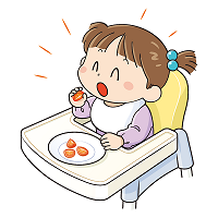 図:ミニトマトを4等分して子どもに与えているイラスト