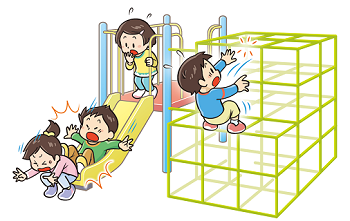 図:子どもが遊具から転落しそうになっているイラスト