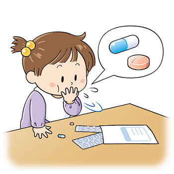 図:子どもが薬を誤飲しそうになっているイラスト