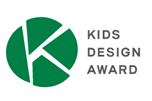 図:キッズデザインマーク。緑色の丸に、アルファベットのKが描かれており、その隣に英語の大文字でKids Design Awardと記載されている。