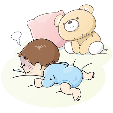 画像: 赤ちゃんがうつぶせ寝で息苦しそうにしている様子