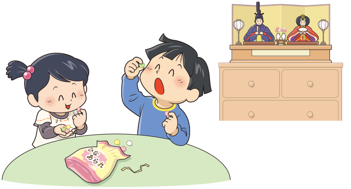 図:子供がひなあられを食べている様子