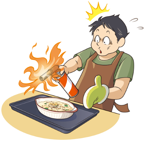 画像:使用中のガストーチが出火